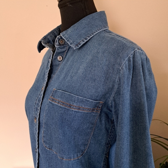 Buffalo David Bitton Denim Shirt Women's Small Blue Jean Stretch Tunic Blouse - Picture 11 of 12